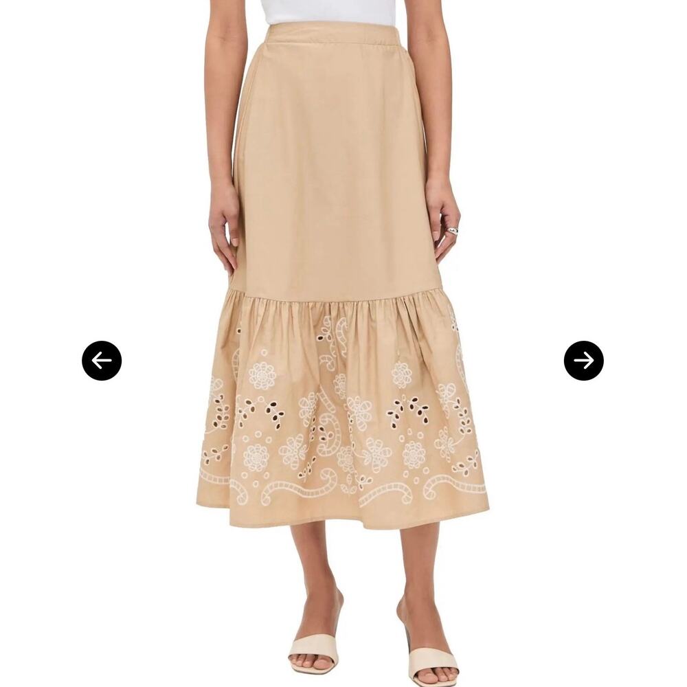 Moon River Eyelet Detail Midi Skirt